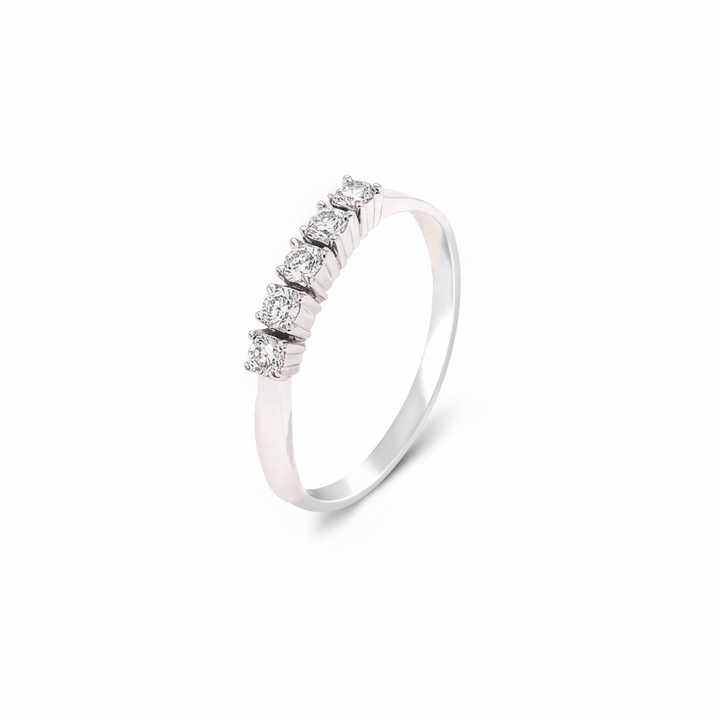 10K White Gold Classic Five Stone Diamond Ring