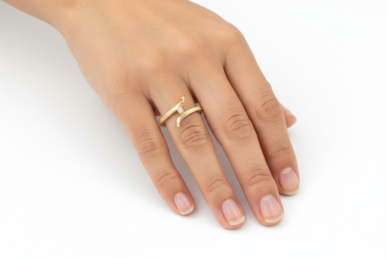 10K Yellow Gold Ring with Diamond in the middle TDW: 0.01ct size 6 1/2