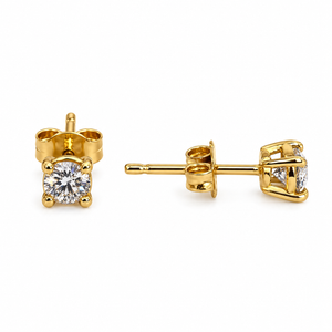 18K Yellow Gold Round Diamond Solitaire Stud Earrings TDW: 0.25ct
