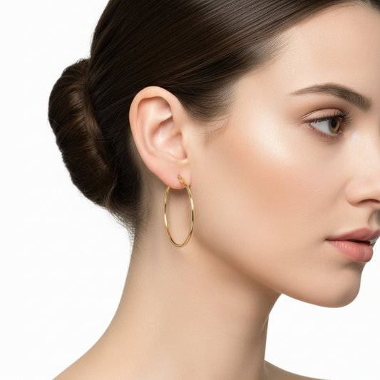 14k Yellow Gold Hoop Earring, 35mm
