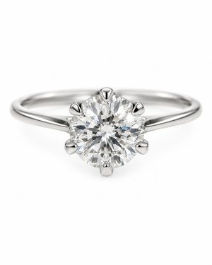 18K White Gold Six-Prong Round Solitaire Diamond Ring