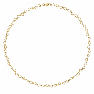 14K Yellow Gold Heart Link Chain Necklace 17"