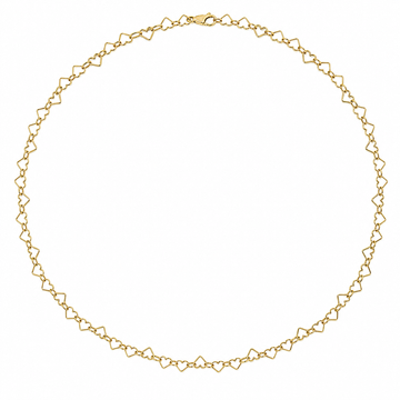 14K Yellow Gold Heart Link Chain Necklace 17"