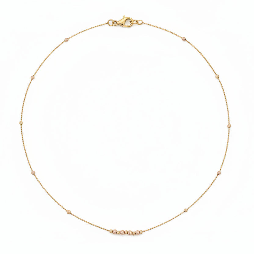 Yellow Gold Station Necklace with Gold Balls, 18k, 3.18gr, 16 Inches