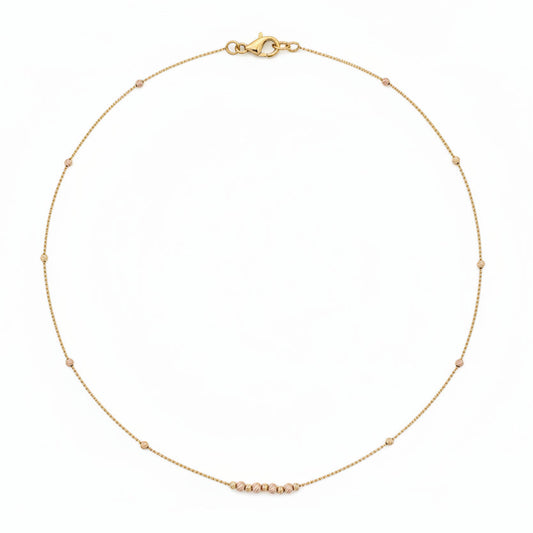 Yellow Gold Station Necklace with Gold Balls, 18k, 3.18gr, 16 Inches