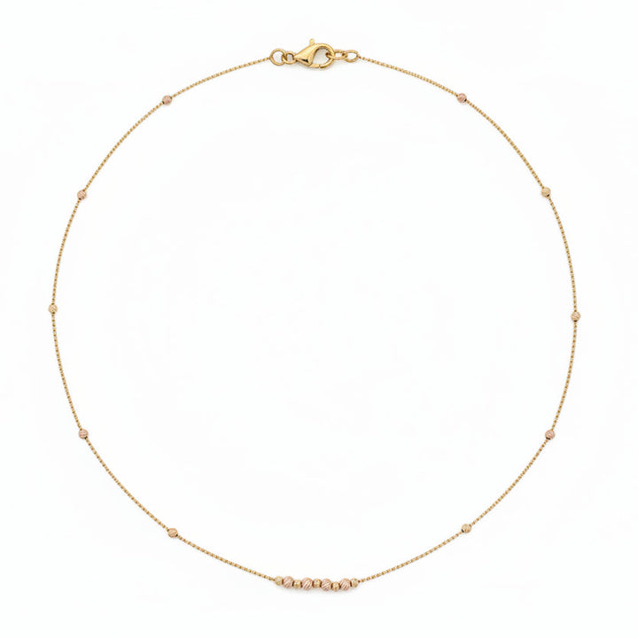 18K Yellow Gold Station Necklace with Gold Balls