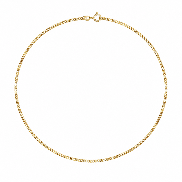 14K Yellow Gold Curb Link Chain Necklace 16" 3mm