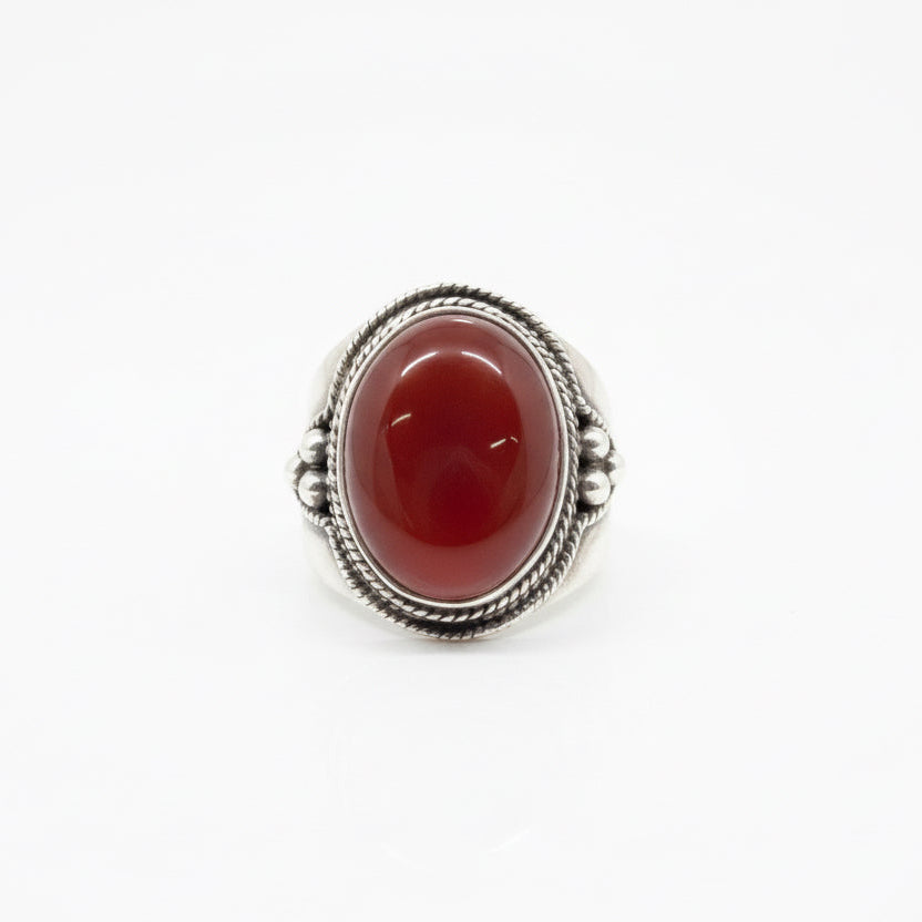 925 Sterling Silver Red Agate Ring