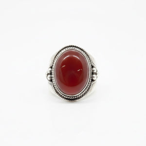 925 Sterling Silver Red Agate Ring