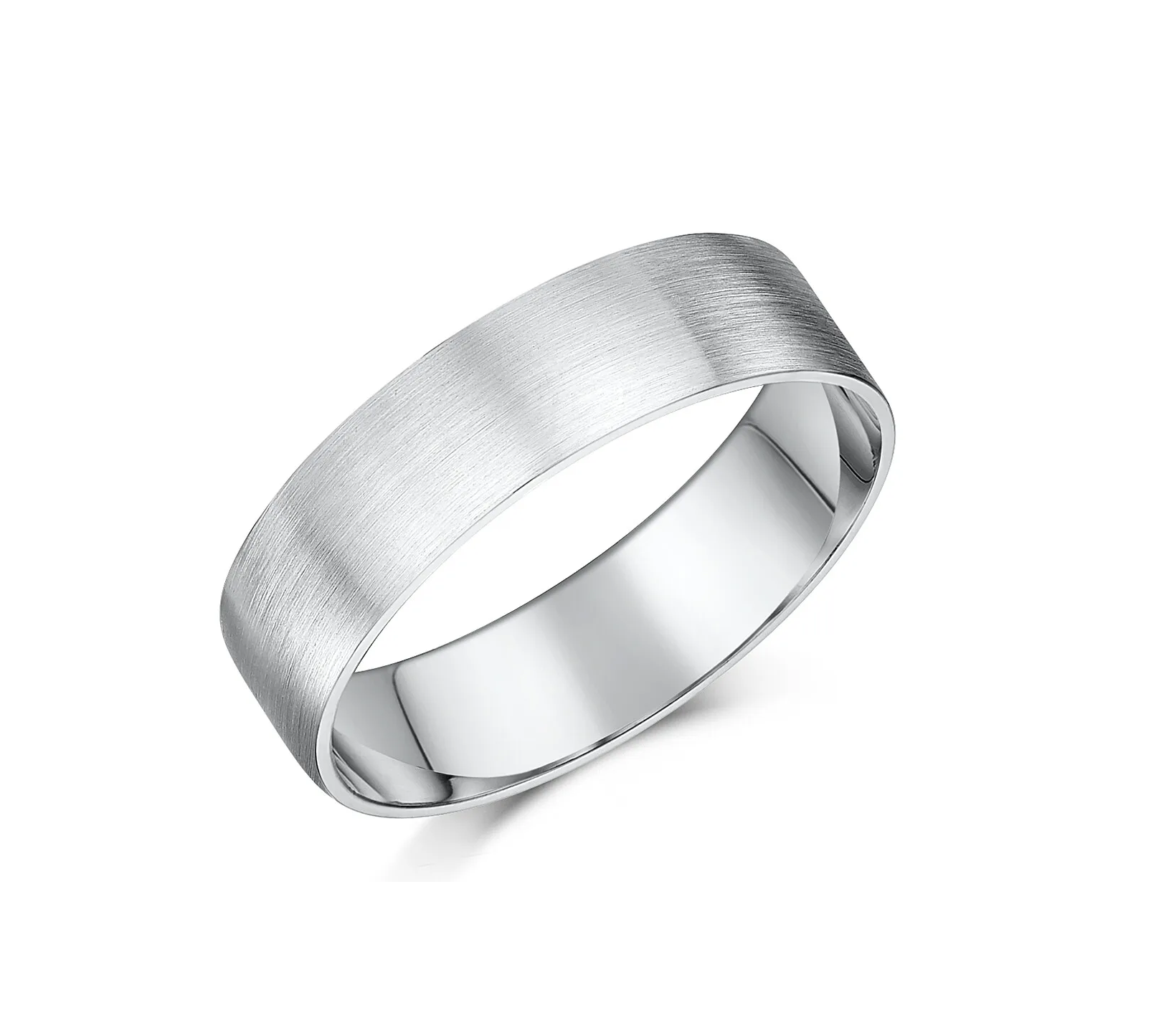 Sterling Silver Wedding Flat Band Matte Polish Size 5
