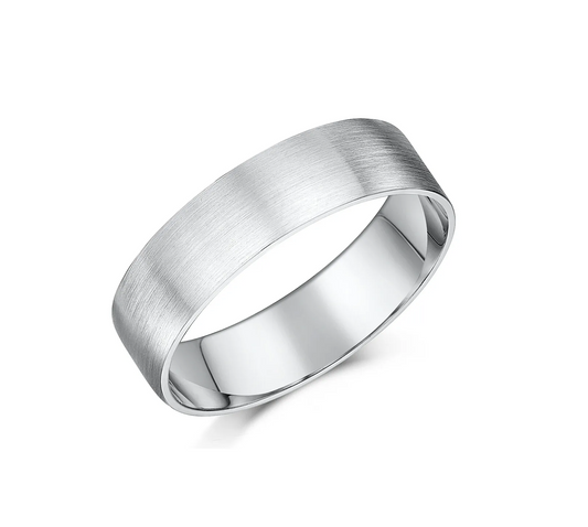 Sterling Silver Wedding Flat Band Matte Polish Size 5
