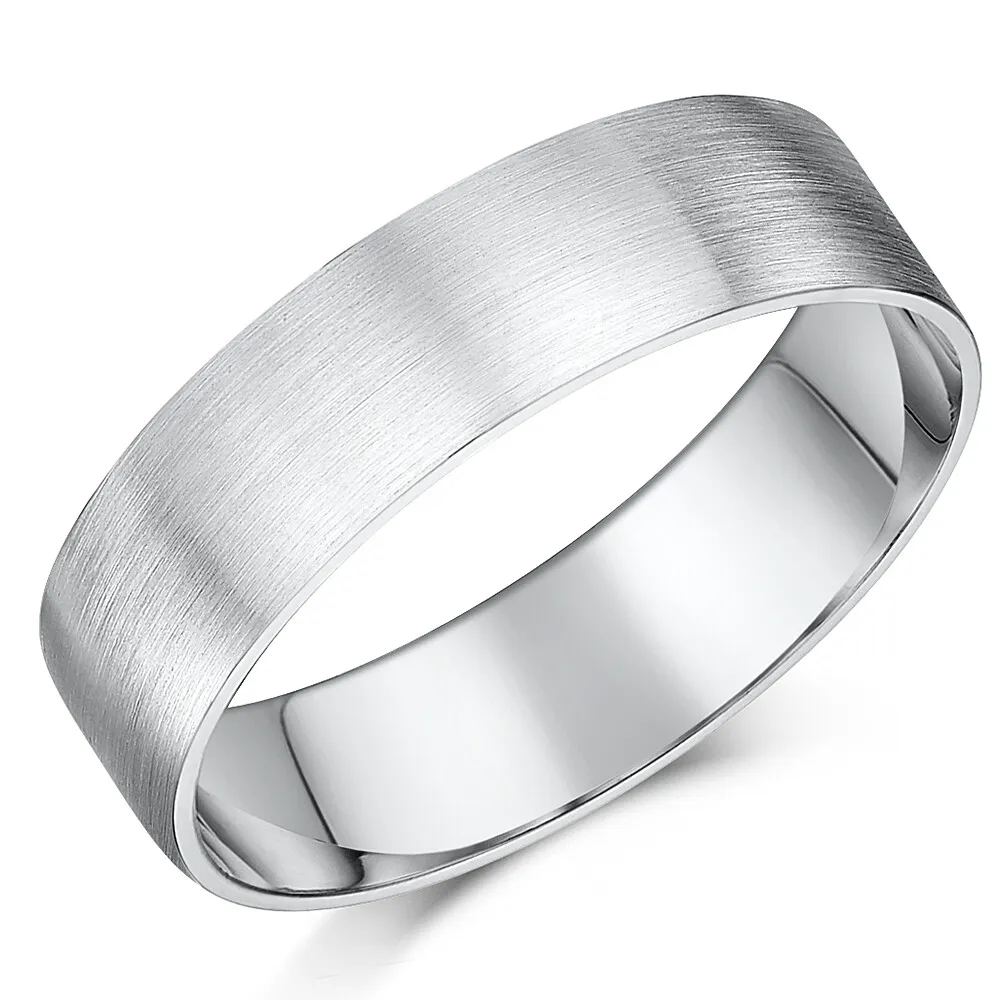 Sterling Silver Wedding  Flat Band, Matte Polish, 925, Size 7