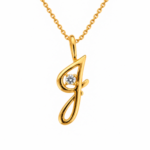 18K Yellow Gold Diamond Cursive Initial J Pendant