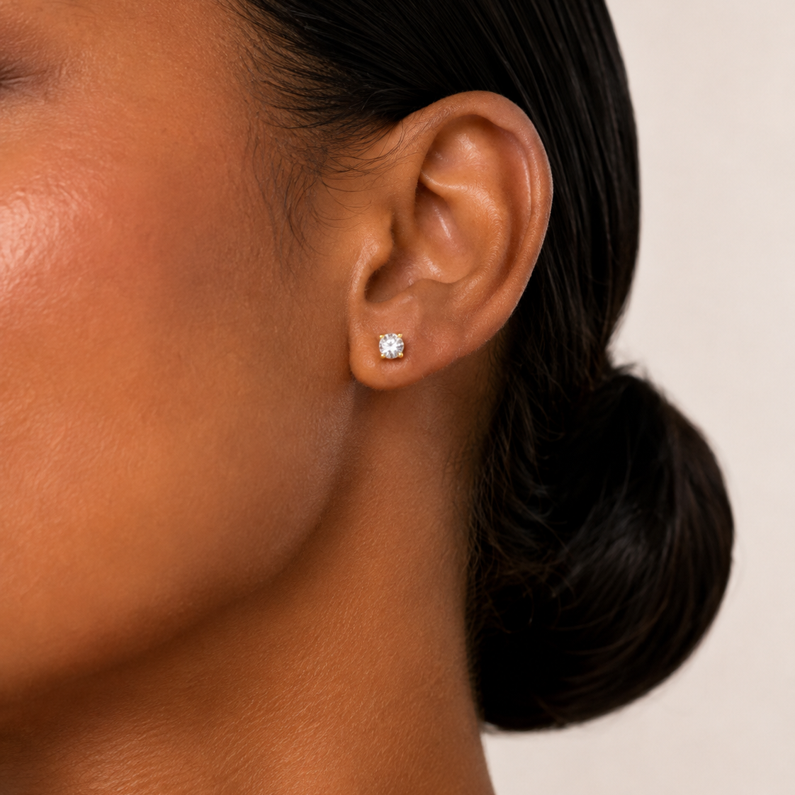 Gold Plated 925 Sterling Silver Round CZ Basket Stud Earrings