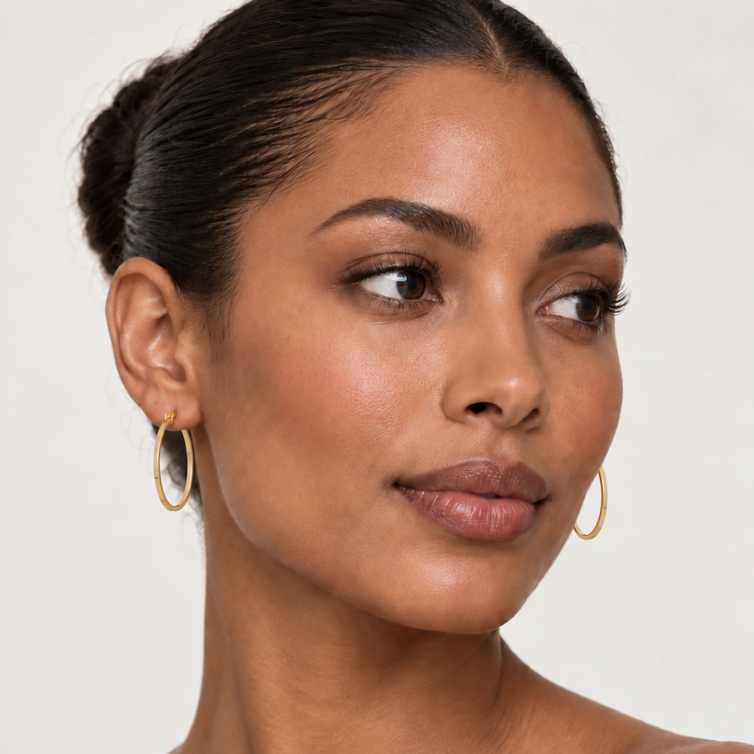 14K Yellow Gold Oval Hoop Earrings
