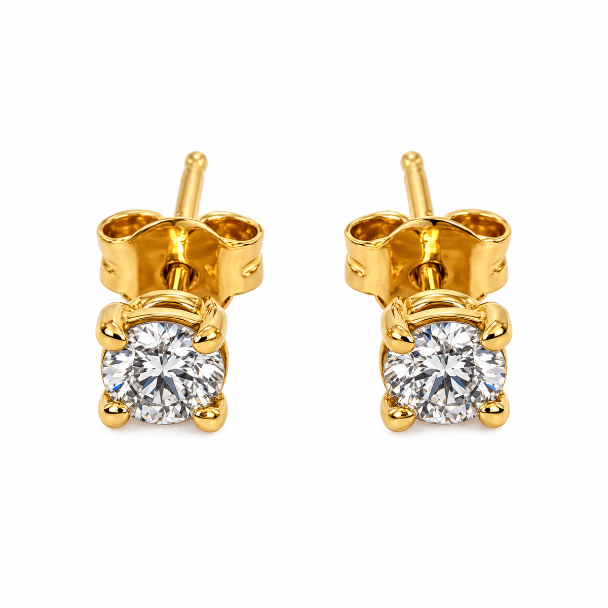 18K Yellow Gold Round Diamond Solitaire Stud Earrings TDW: 0.25ct