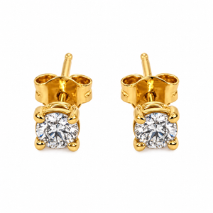 18K Yellow Gold Round Diamond Solitaire Stud Earrings TDW: 0.25ct