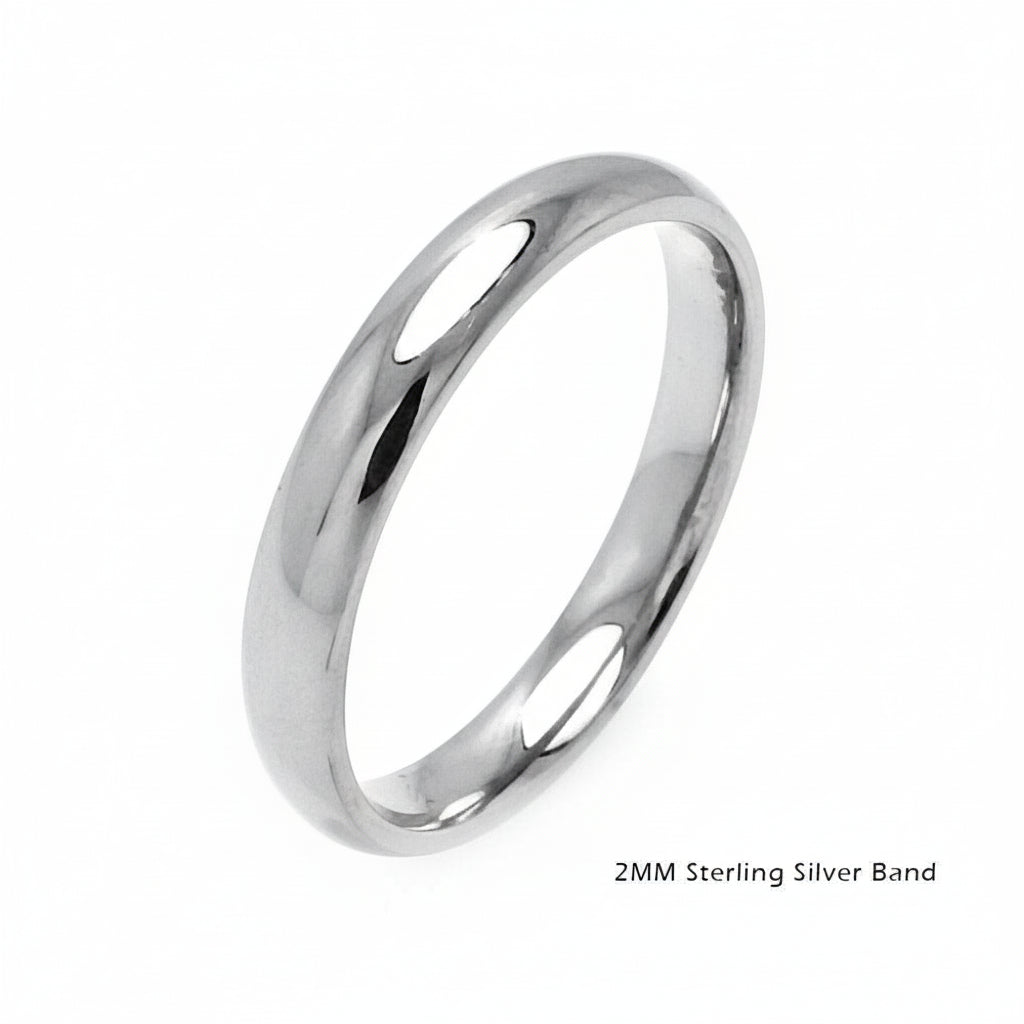 925 Sterling Silver Plain Wedding Band Round Ring