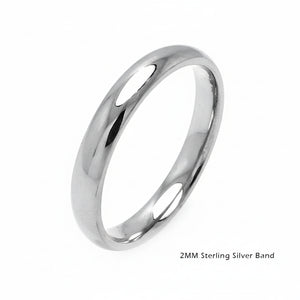 925 Sterling Silver Plain Wedding Band Round Ring