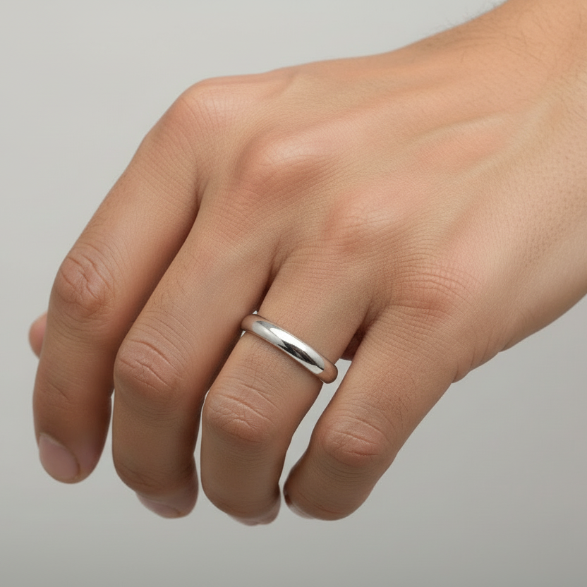 925 Sterling Silver Plain Wedding Band Round Ring
