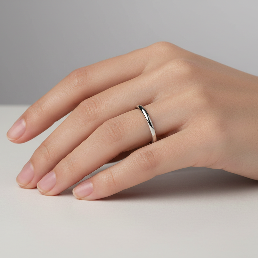 18K White Gold Thin Band