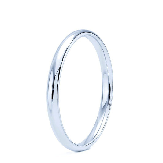 White Gold 2mm Wedding Band. 10k, 1.36gr, 2mm, Size 8