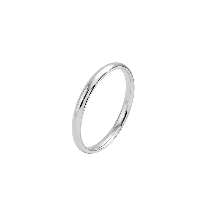 18K White Gold Thin Band -2mm
