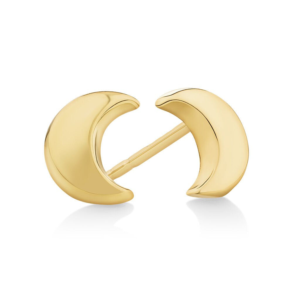 Yellow gold moon shape stud earring, 18k, 1.05gr