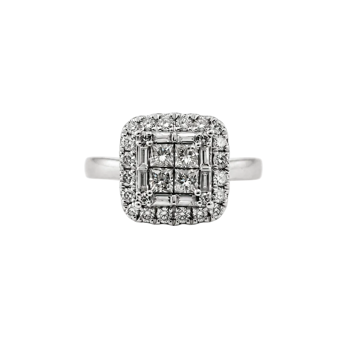 14K White Gold Diamond Cluster Ring TDW:0.59ct SI G-H