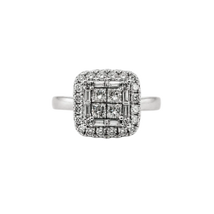 14K White Gold Diamond Cluster Ring TDW:0.59ct SI G-H