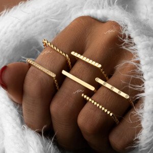 Yellow Gold Square Shape Ring , Rope Style,18k, 1.57gr