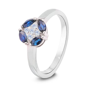 10K White Gold Round Setting with Sapphires and Diamonds. S: 0.60ct TDW: 0.05ct