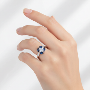 10K White Gold Round Setting with Sapphires and Diamonds. S: 0.60ct TDW: 0.05ct