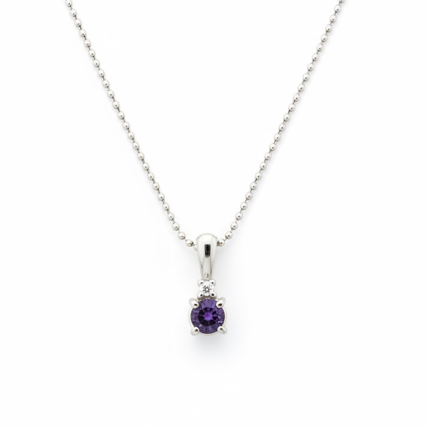 10k White Gold Amethyst and Diamond Pendant