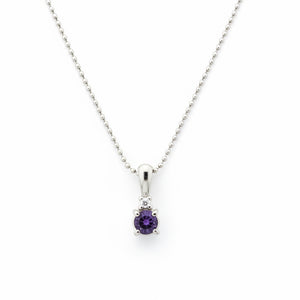 10k White Gold Amethyst and Diamond Pendant