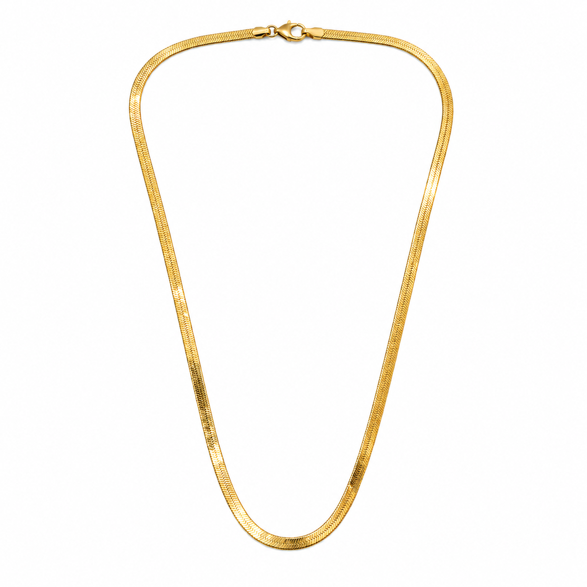 18K Yellow Gold Herringbone Chain Necklace