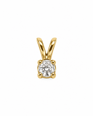 14K Yellow Gold Solitaire Diamond Pendant