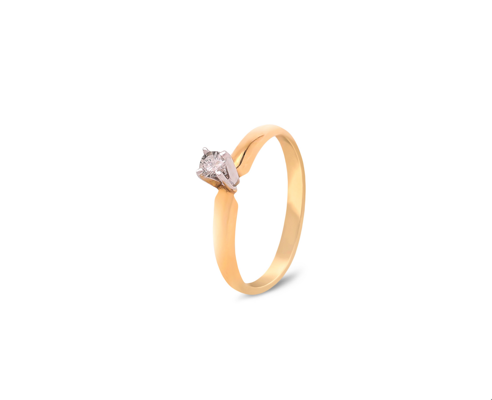 14K Yellow Gold High Set Solitaire Diamond Ring