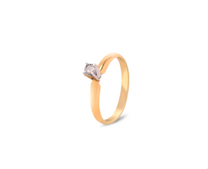 14K Yellow Gold High Set Solitaire Diamond Ring