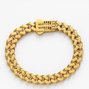 Yellow Gold Classic Cuban Link Curb Bracelet, 18k. 10.19gr, 6.5Inches, Width: 8mm