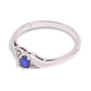 10K White Gold Thin Sapphire and Diamond Ring. S:0.25ct TDW: 0.02ct