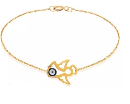 Yellow Gold Kids Bracelet with Angel and Evil Eye 18k 1.36gr