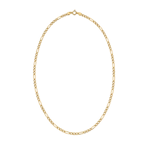 18K Yellow Gold Figaro Chain Necklace 19" 3mm