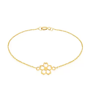 Yellow Gold chain Bracelet with one Flower, 18k, 1.61gr