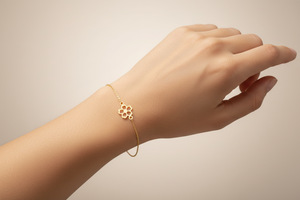 Yellow Gold chain Bracelet with one Flower, 18k, 1.61gr