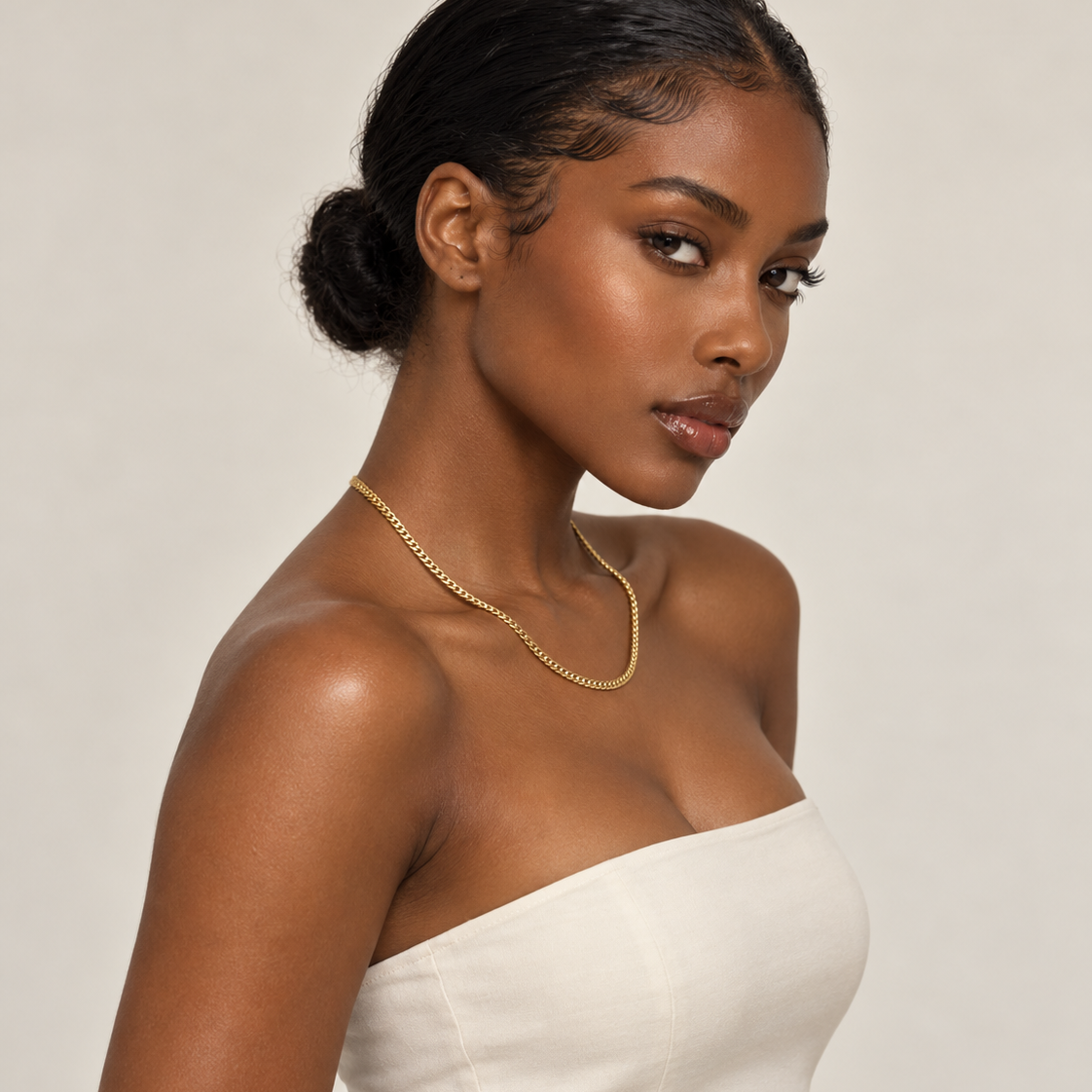 10K Yellow Gold Flat Curb Link Chain Necklace
