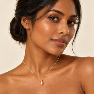 14K Yellow Gold Freshwater Pearl Drop Pendant Necklace