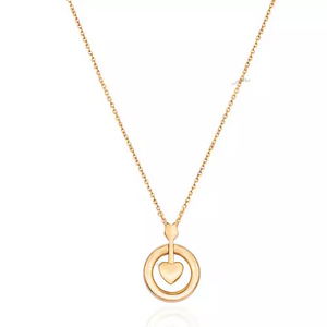 Yellow Gold Circle Necklace with heart and arrow, 18k 3.95gr  Length: 17 to 18 Inches Adjustable