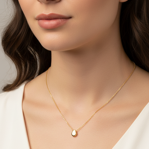 18K Yellow Gold Necklace with one Tear Drop 16" 2.37gr
