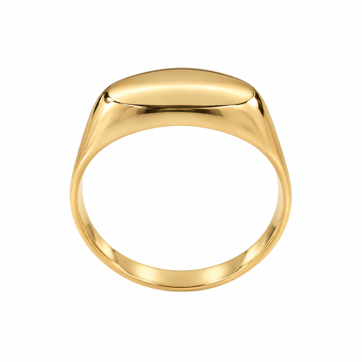 18K Yellow Gold Plain Oval Signet Ring